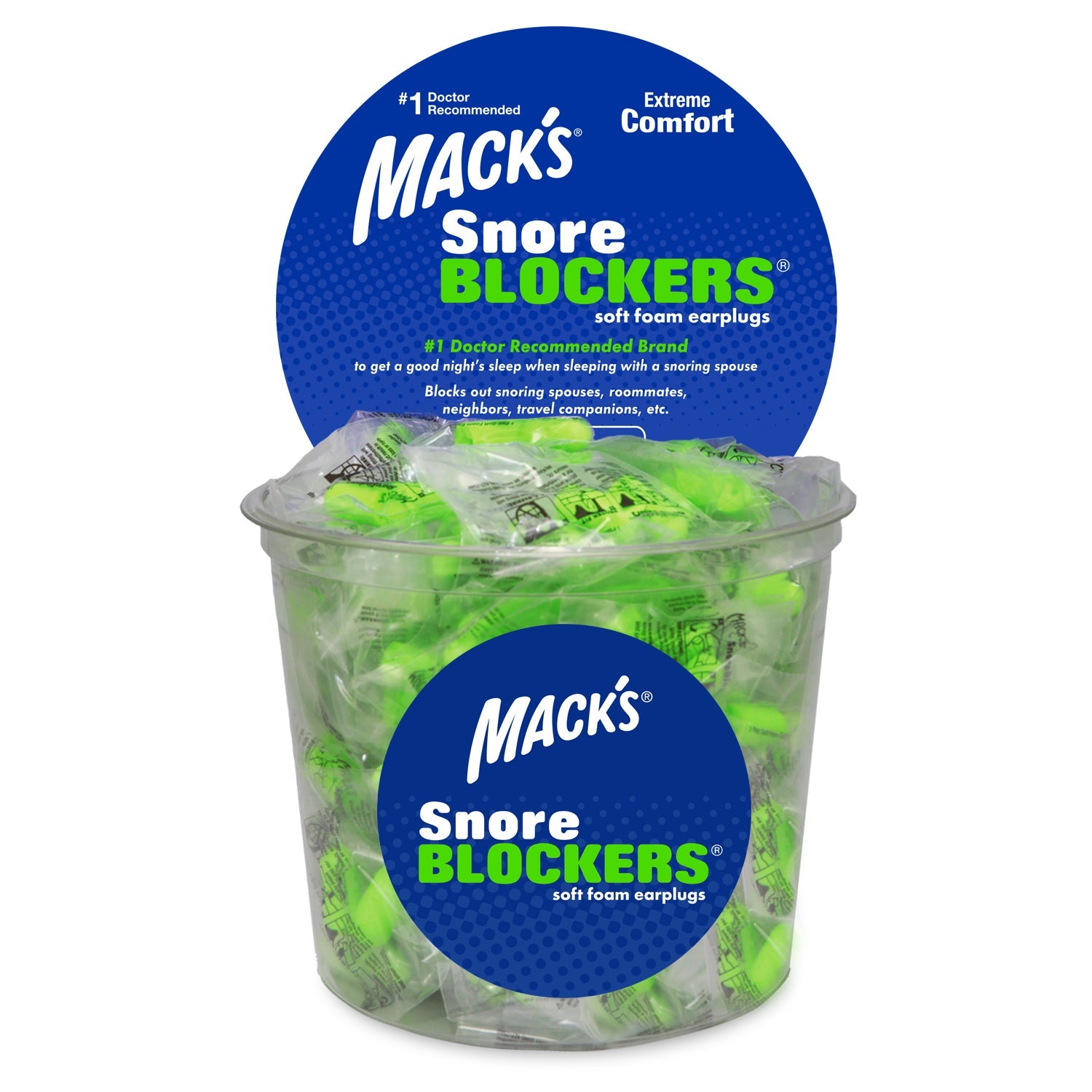 Snore Blockers Soft Foam Earplugs Earplugs Mack's 100 Pairs Individually Wrapped