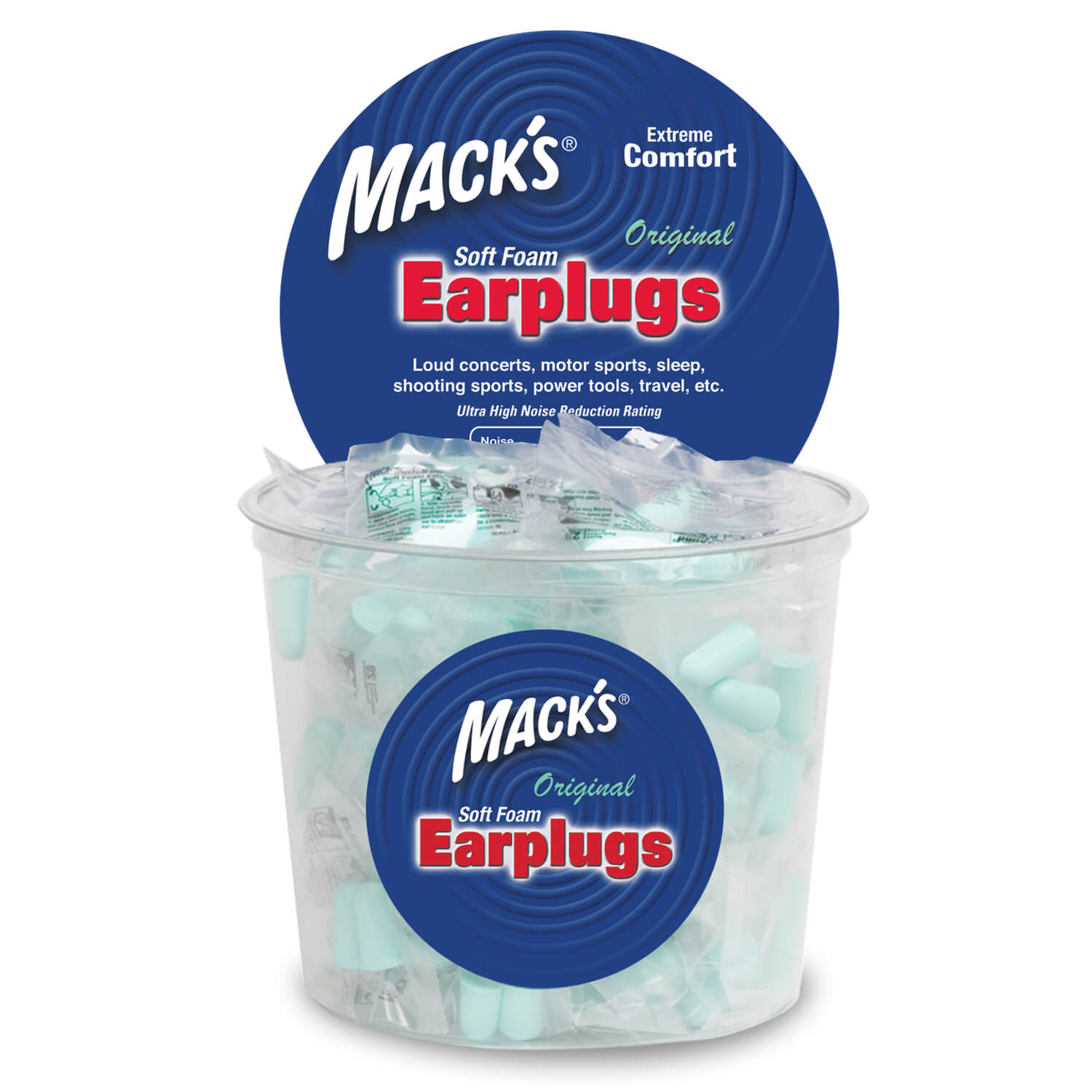 Original Soft Foam Earplugs Earplugs Mack's 100 Pairs Individually Wrapped