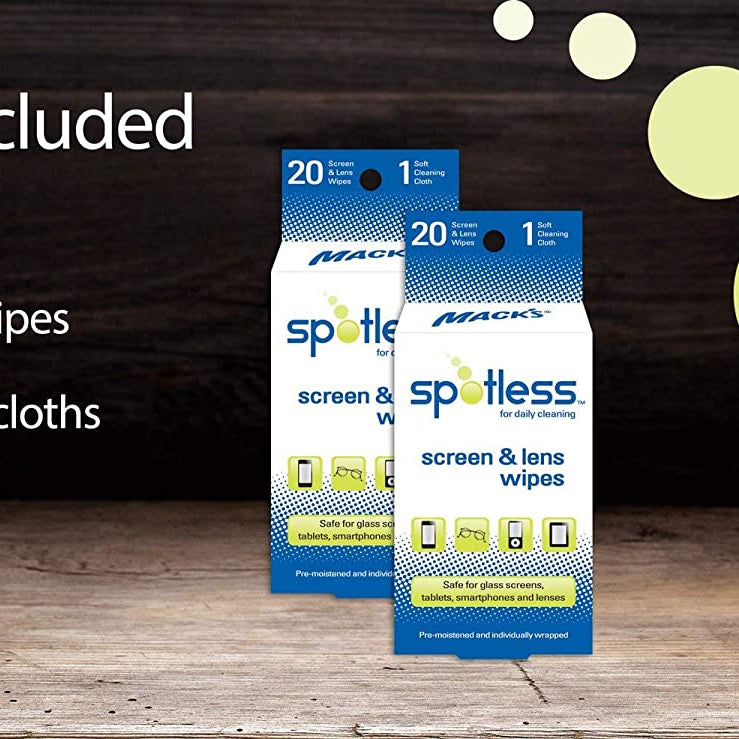Spotless Screen and Lens Wipes (Pack of 20) - White/Blue Screen & Lens Wipes Mack's