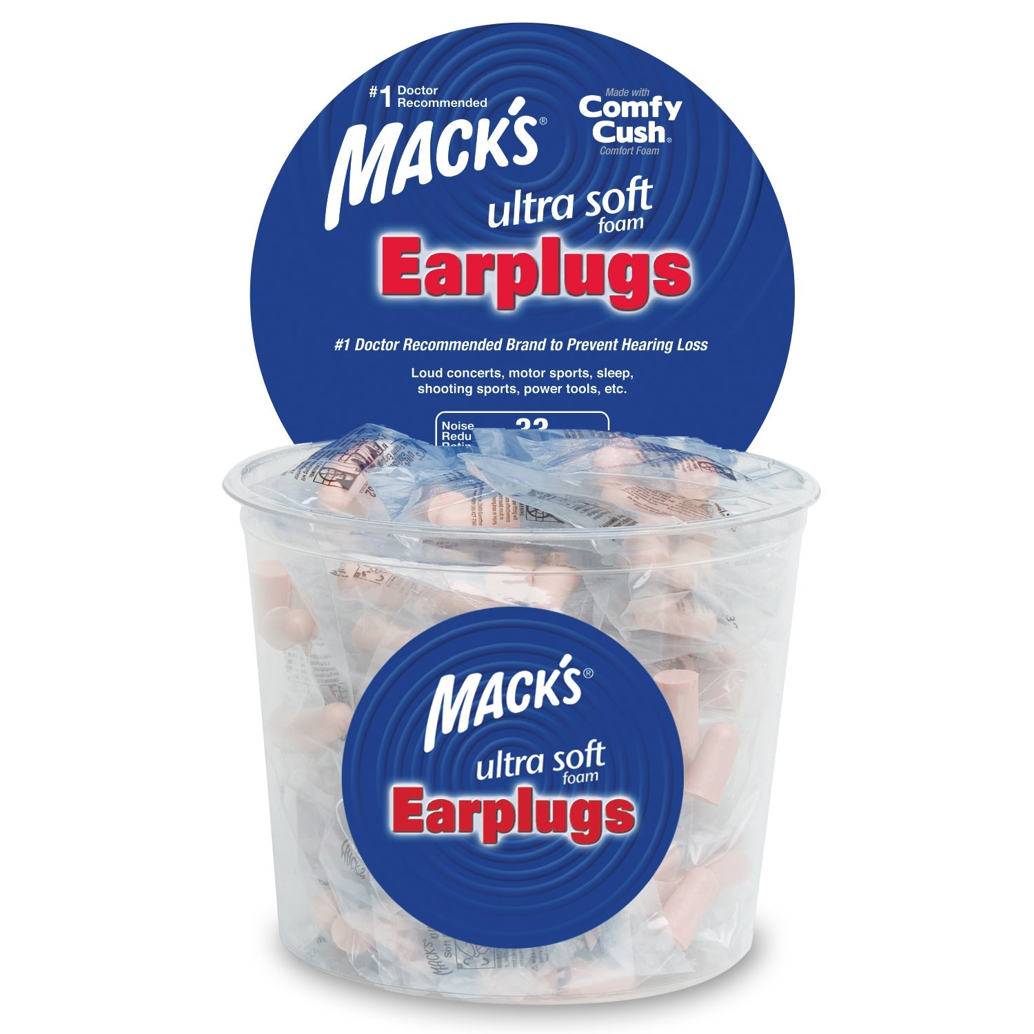 High Performance Ultra Soft Foam Earplugs Earplugs Mack's 100 Pairs Individually Wrapped