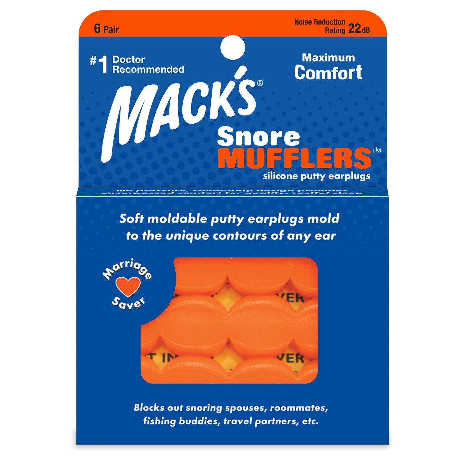 Snore Mufflers Silicone Putty Earplugs (6 Pairs) Earplugs Mack's