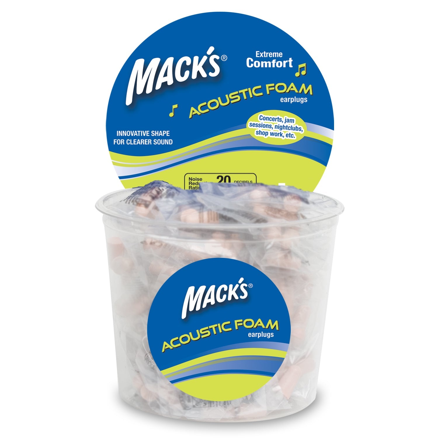 Acoustic Foam Ear Plugs Earplugs Mack's 100 Pairs  