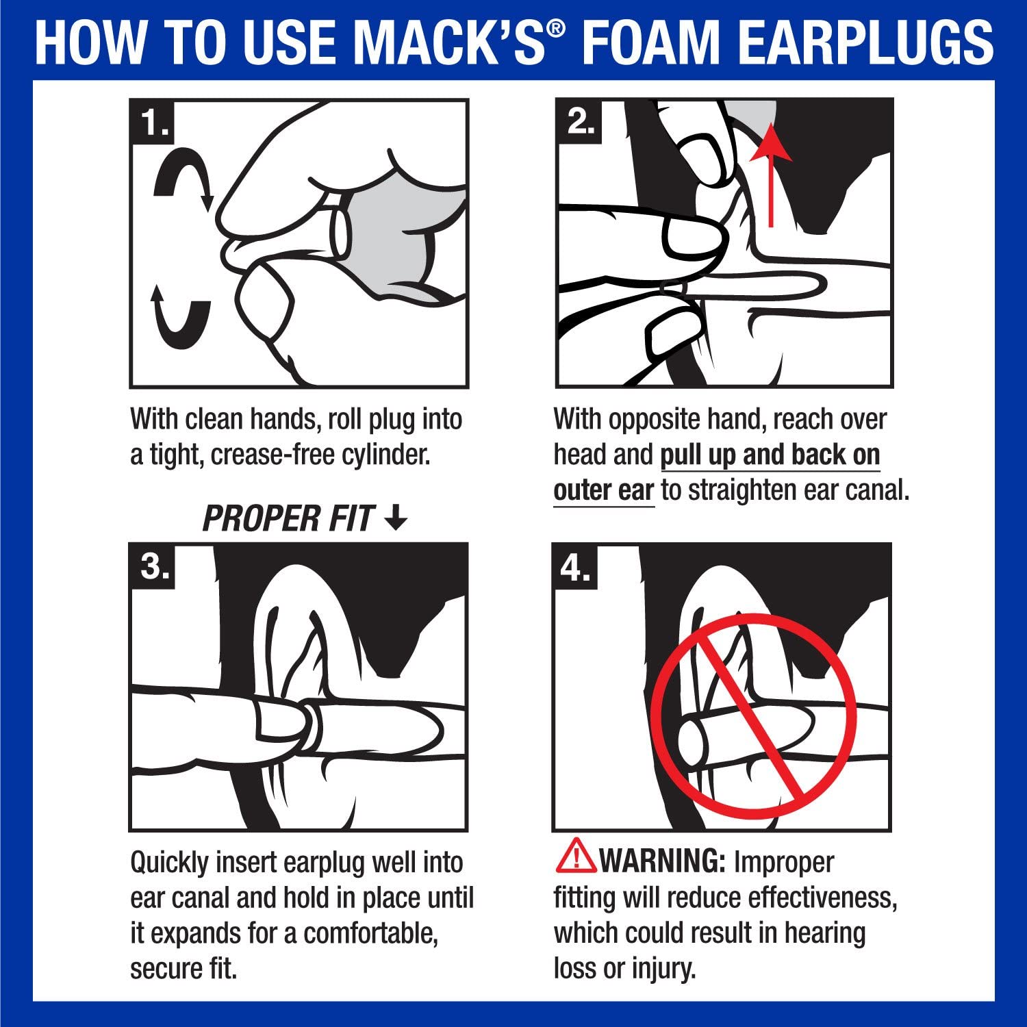 Acoustic Foam Ear Plugs Earplugs Mack's   