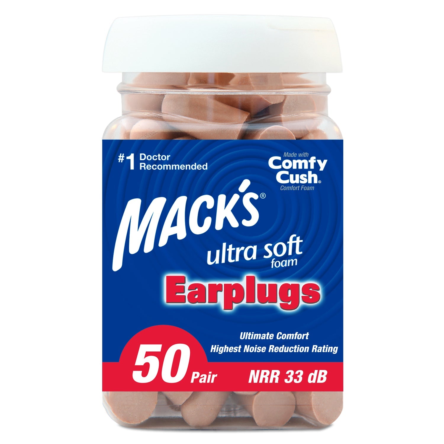 High Performance Ultra Soft Foam Earplugs Earplugs Mack's 50 Pairs  