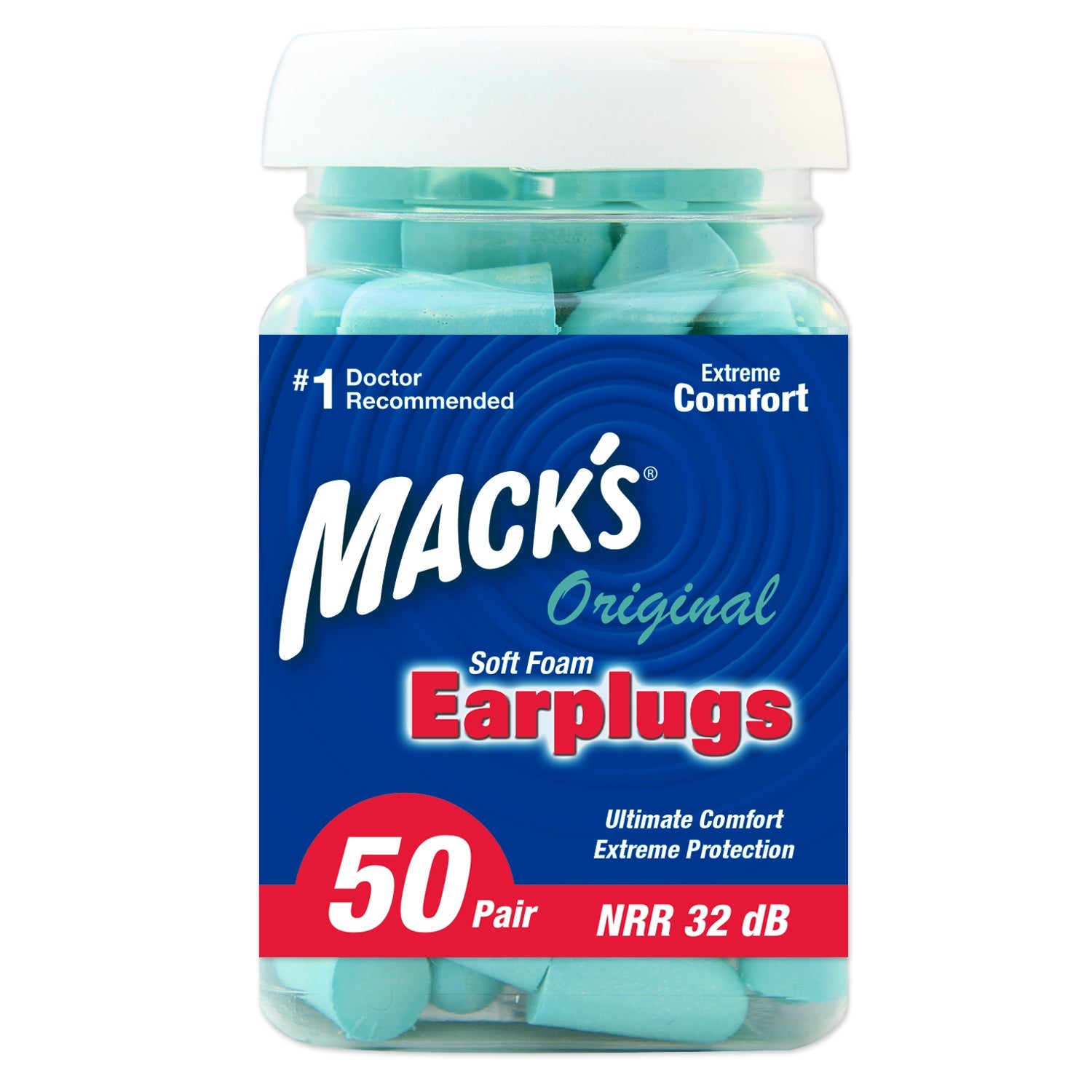 Original Soft Foam Earplugs Earplugs Mack's 50 Pairs  