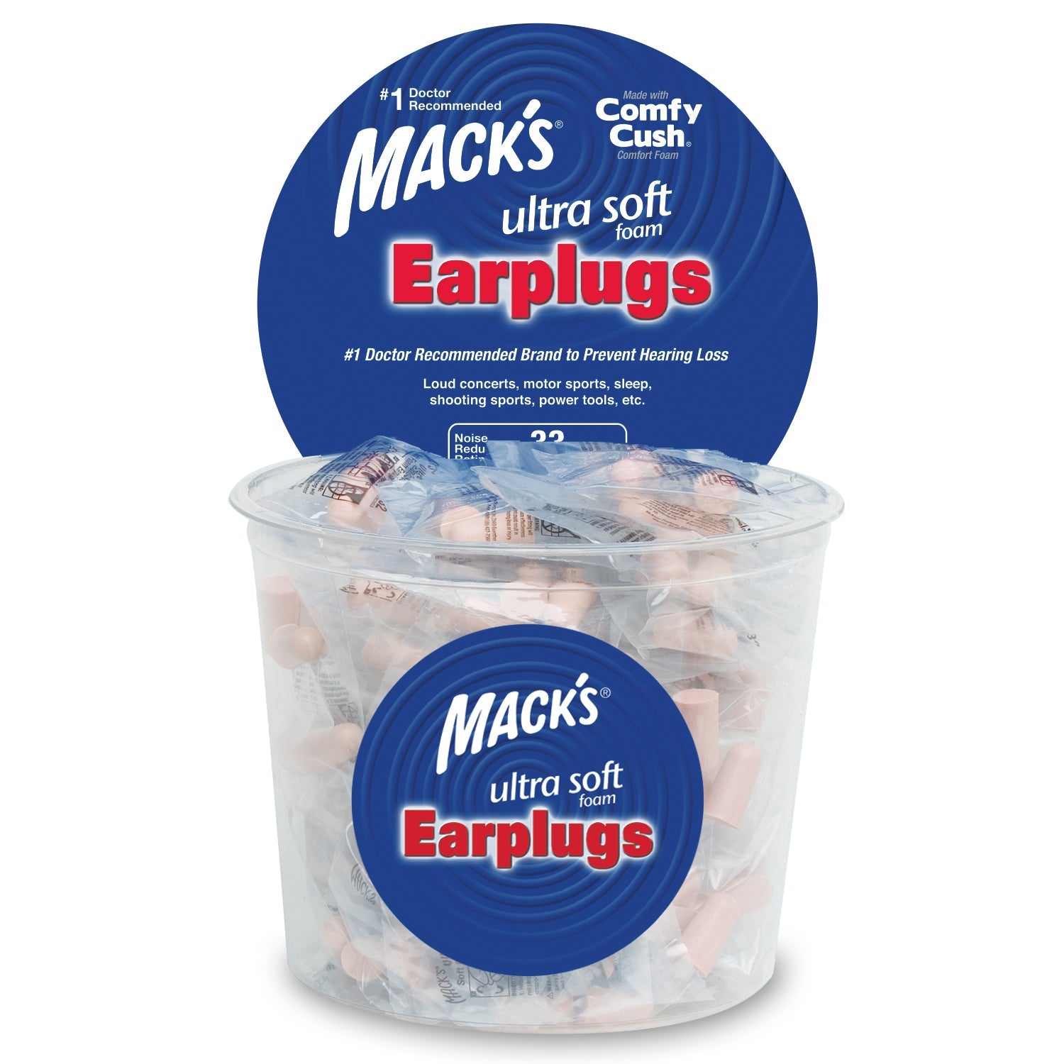 High Performance Ultra Soft Foam Earplugs Earplugs Mack's 100 Pairs Individually Wrapped  