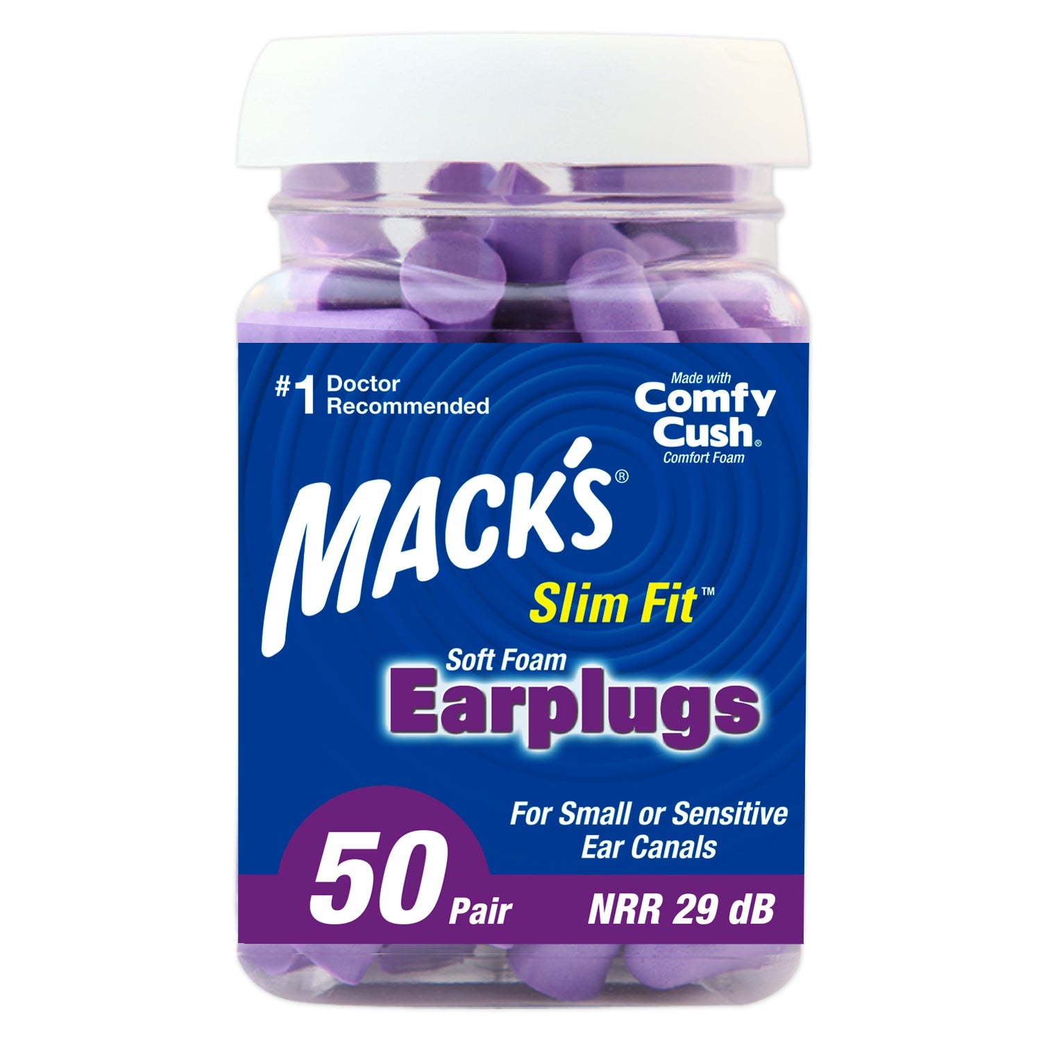 Safesound Soft Foam Slim Fit Earplugs Earplugs Mack's 50 Pairs  